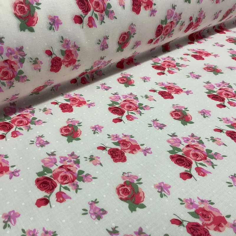Vintage Floral Roses printed Poly cotton fabric 110cm Wide M1704