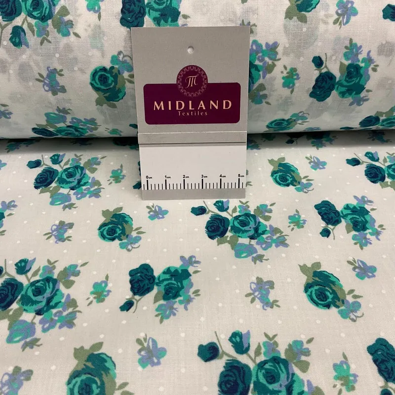 Vintage Floral Roses printed Poly cotton fabric 110cm Wide M1704