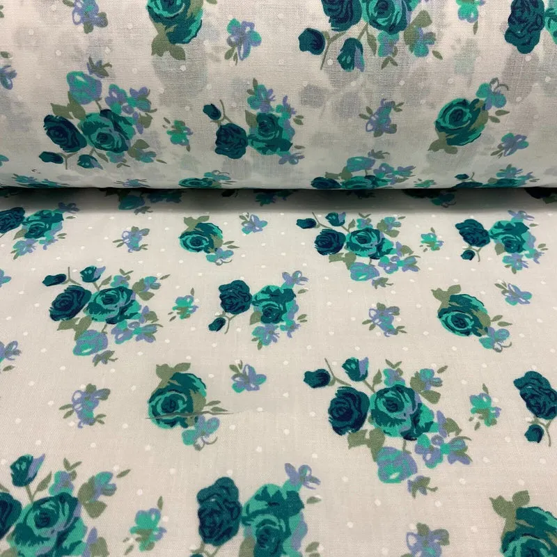 Vintage Floral Roses printed Poly cotton fabric 110cm Wide M1704