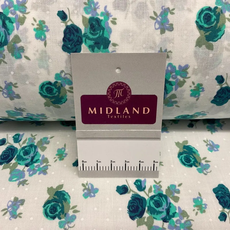 Vintage Floral Roses printed Poly cotton fabric 110cm Wide M1704