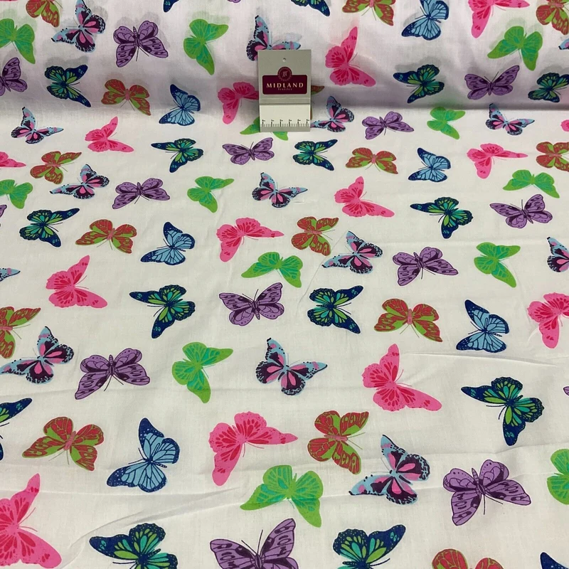 Butterflies Butterfly Insect Children's Poly cotton printed fabric 110cm M1703