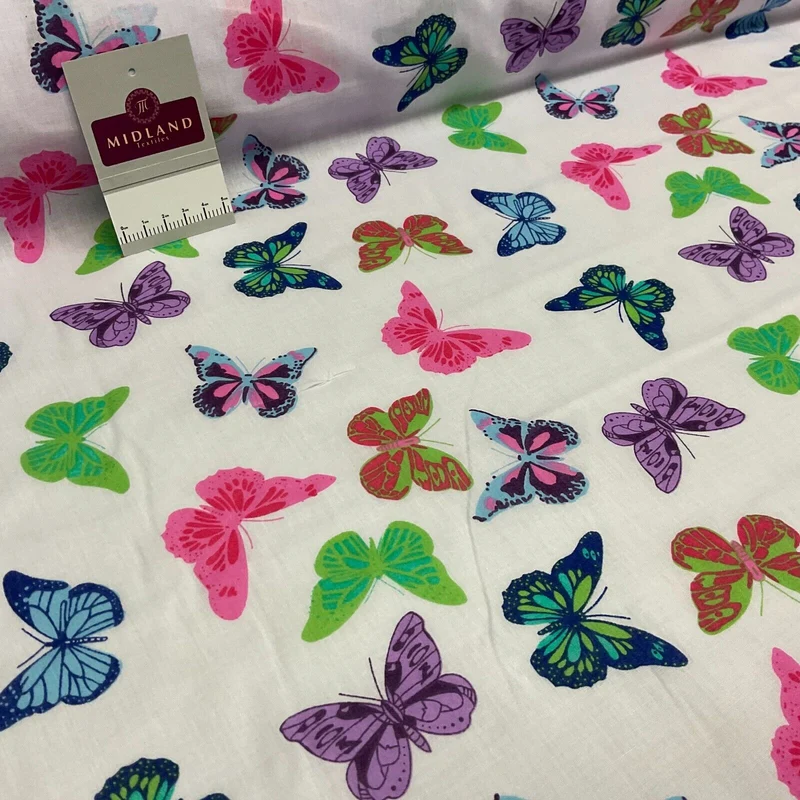 Butterflies Butterfly Insect Children's Poly cotton printed fabric 110cm M1703