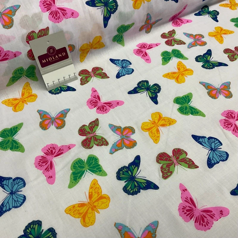 Butterflies Butterfly Insect Children's Poly cotton printed fabric 110cm M1703