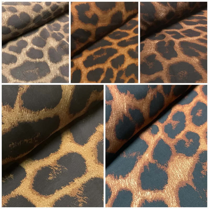 Animal Print printed chiffon leopard brown sewing scarf fabric M1613