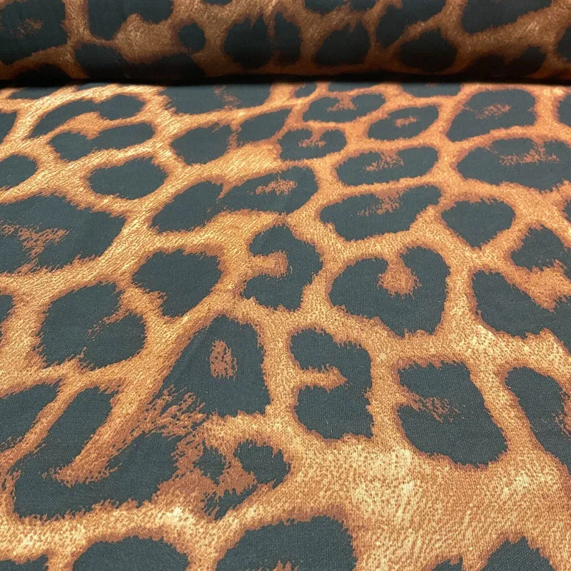 Animal Print printed chiffon leopard brown sewing scarf fabric M1613