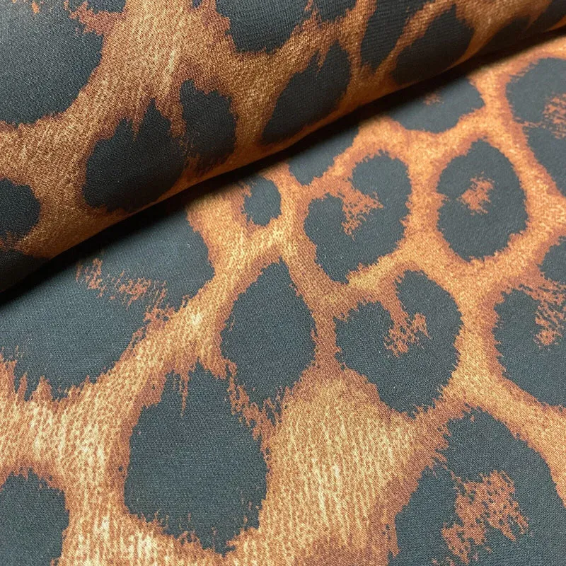 Animal Print printed chiffon leopard brown sewing scarf fabric M1613
