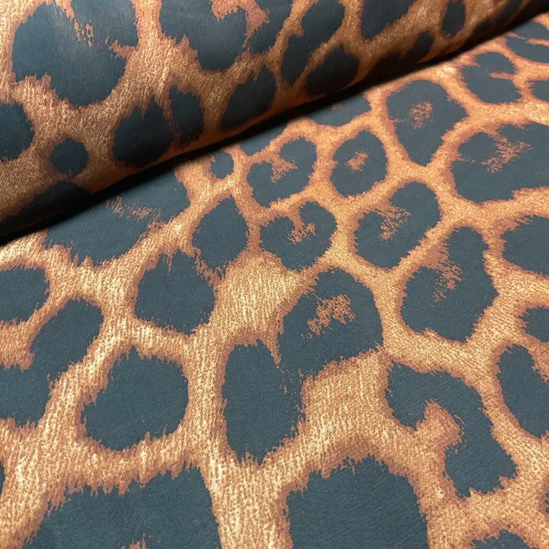 Animal Print printed chiffon leopard brown sewing scarf fabric M1613
