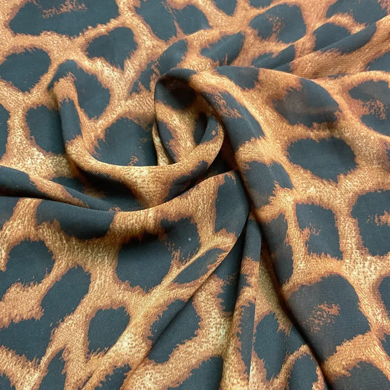 Animal Print printed chiffon leopard brown sewing scarf fabric M1613