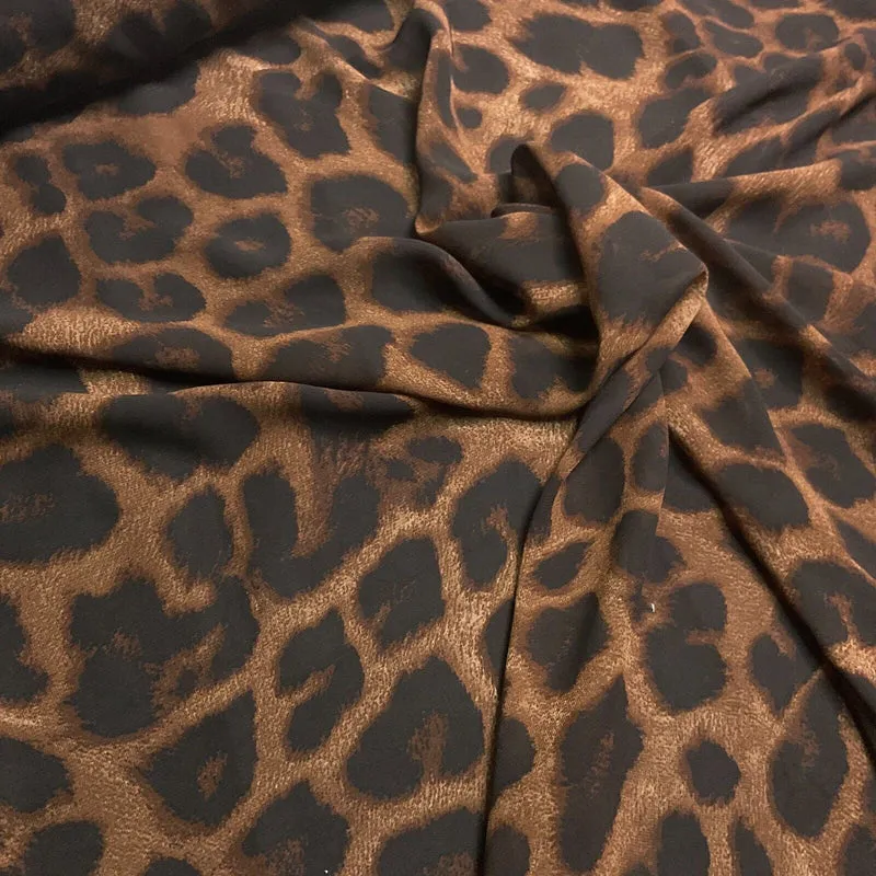 Animal Print printed chiffon leopard brown sewing scarf fabric M1613