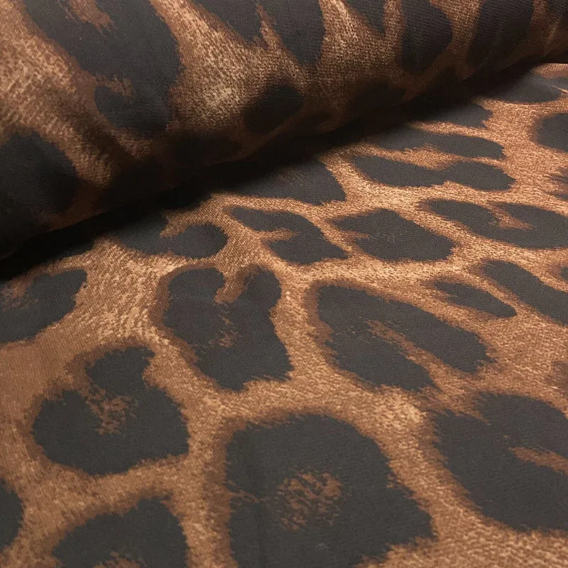 Animal Print printed chiffon leopard brown sewing scarf fabric M1613