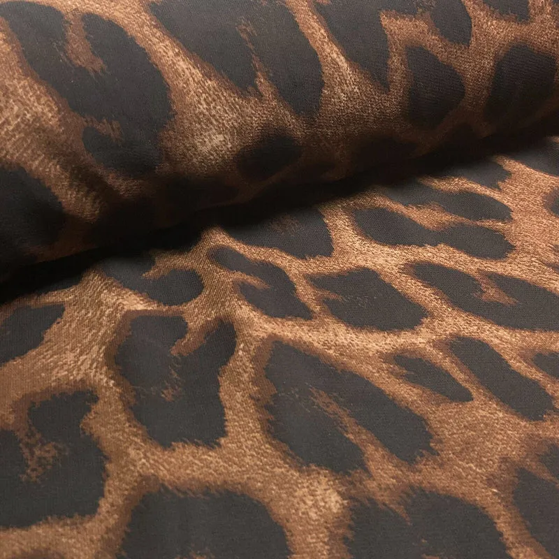 Animal Print printed chiffon leopard brown sewing scarf fabric M1613