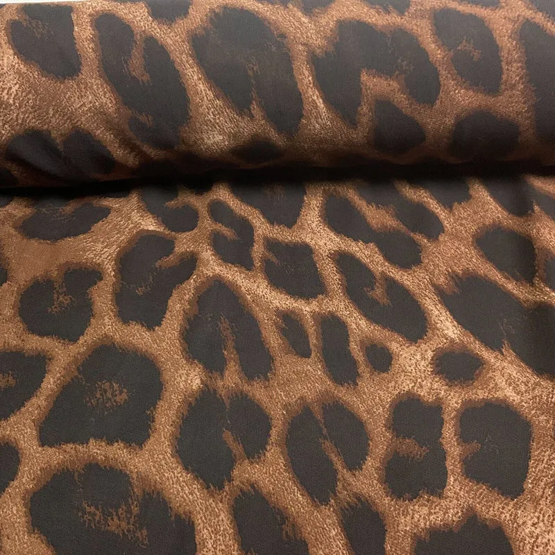 Animal Print printed chiffon leopard brown sewing scarf fabric M1613