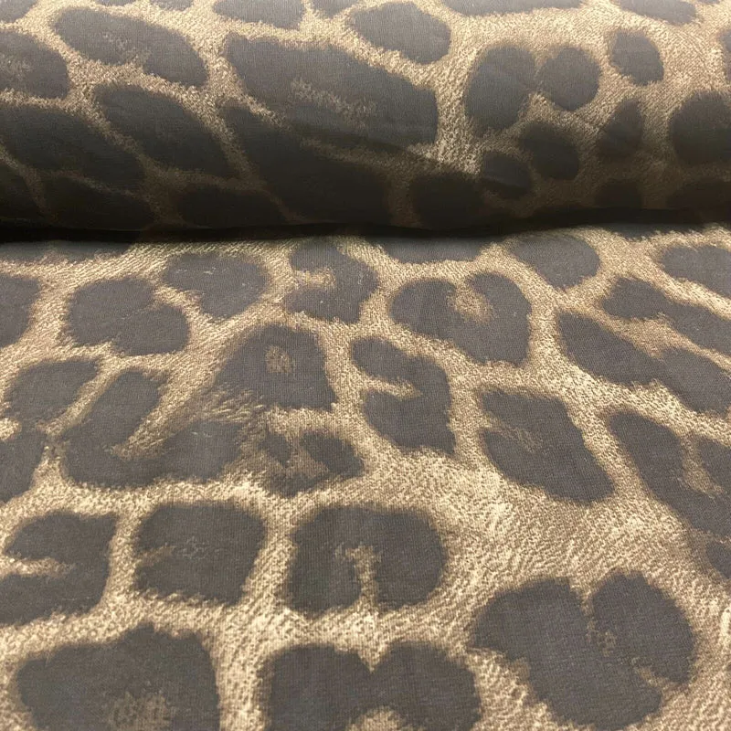 Animal Print printed chiffon leopard brown sewing scarf fabric M1613