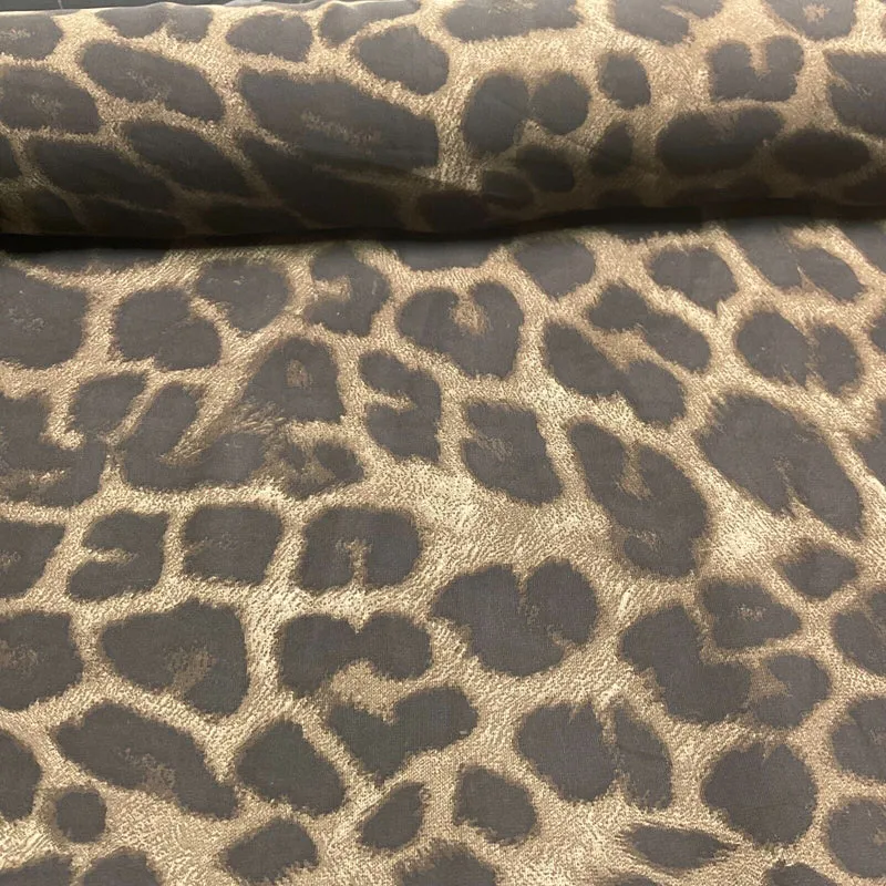 Animal Print printed chiffon leopard brown sewing scarf fabric M1613