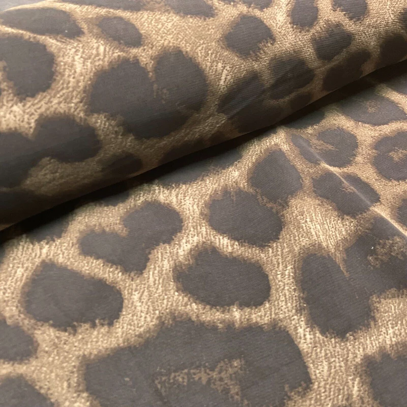 Animal Print printed chiffon leopard brown sewing scarf fabric M1613