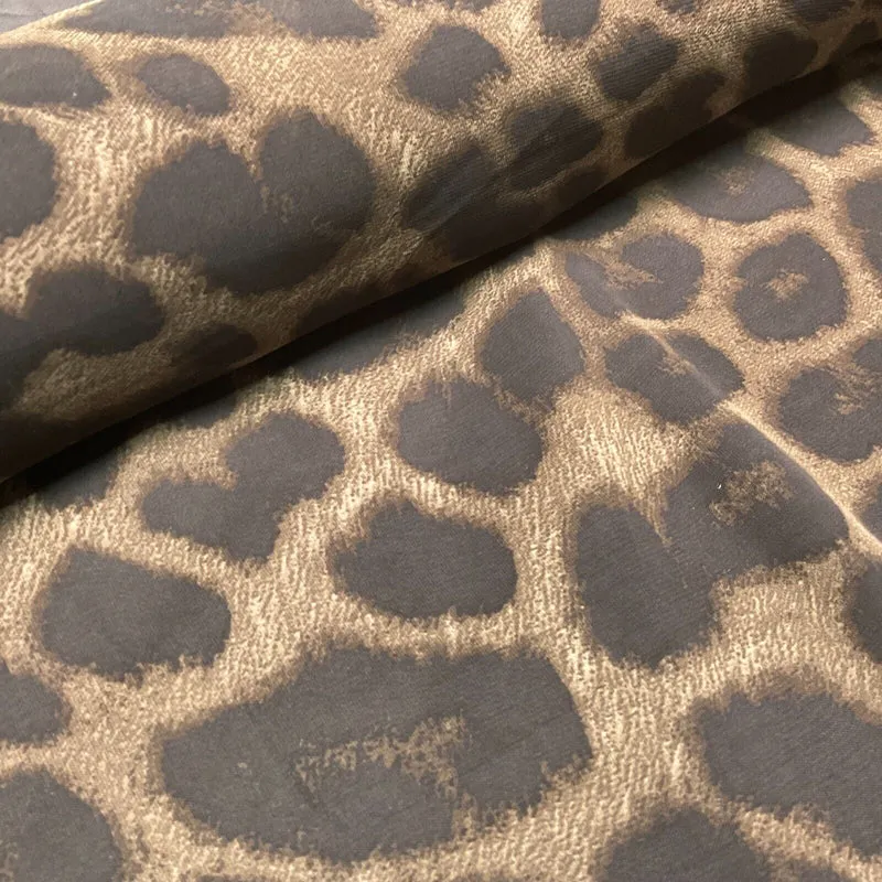 Animal Print printed chiffon leopard brown sewing scarf fabric M1613