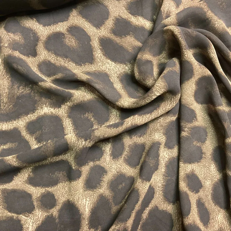 Animal Print printed chiffon leopard brown sewing scarf fabric M1613