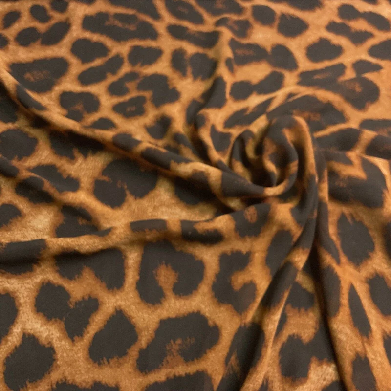 Animal Print printed chiffon leopard brown sewing scarf fabric M1613