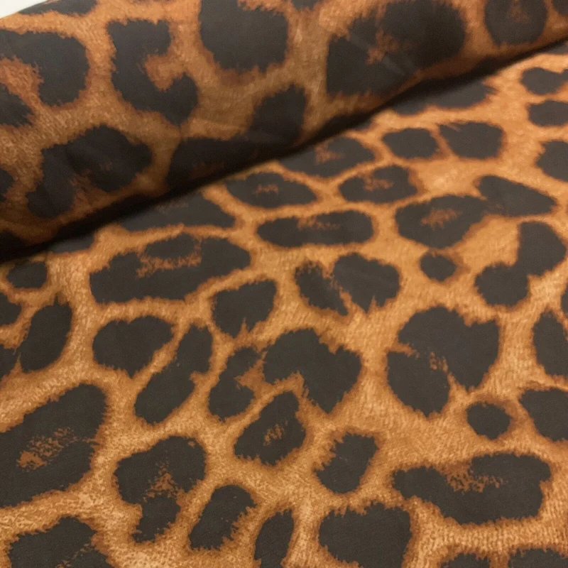 Animal Print printed chiffon leopard brown sewing scarf fabric M1613