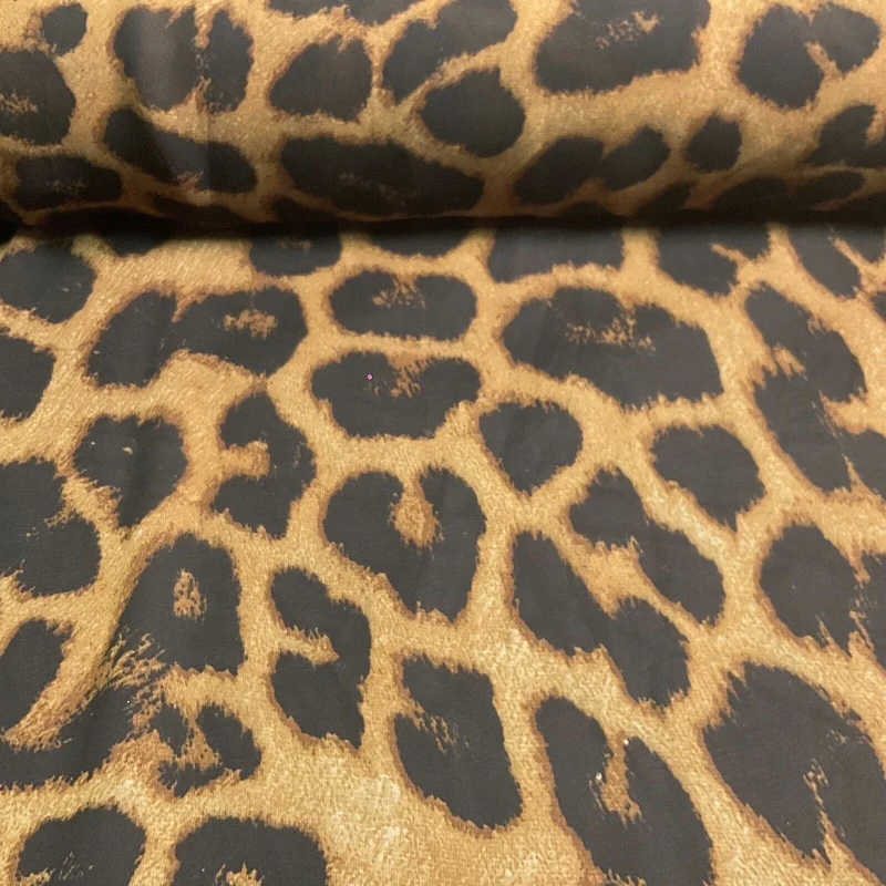 Animal Print printed chiffon leopard brown sewing scarf fabric M1613