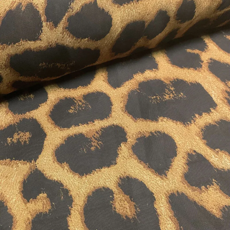 Animal Print printed chiffon leopard brown sewing scarf fabric M1613