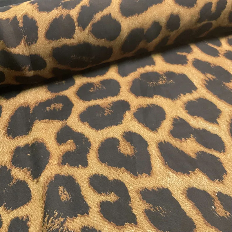 Animal Print printed chiffon leopard brown sewing scarf fabric M1613