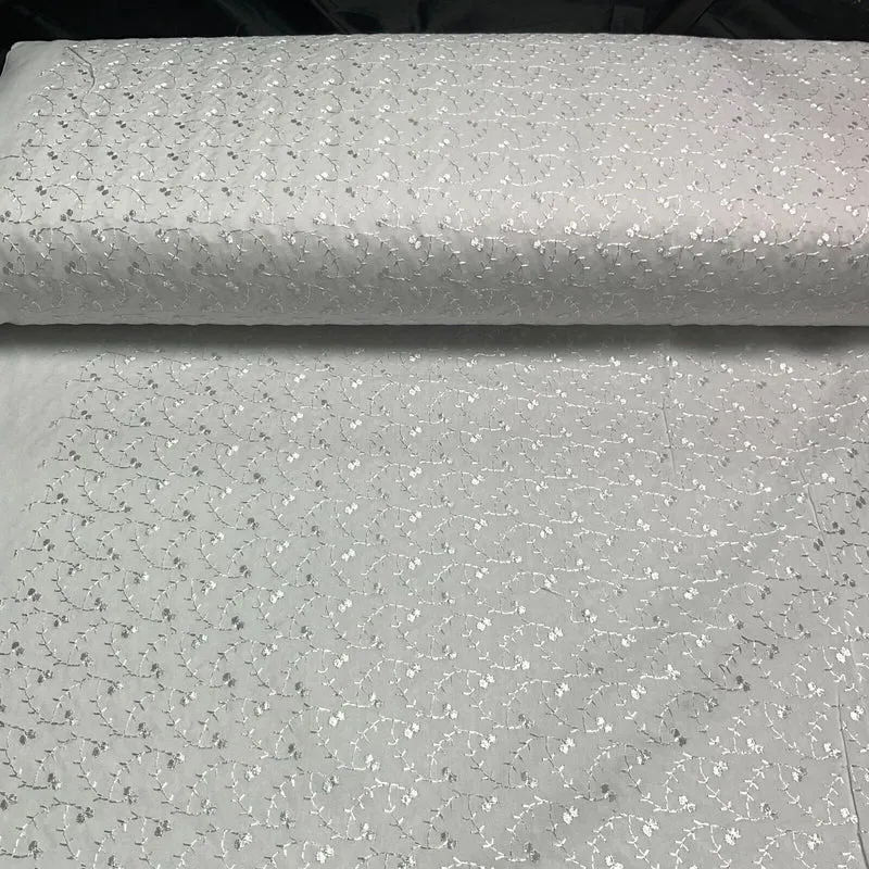 White Floral broderie analgise summer light dress fabric sewing M1660