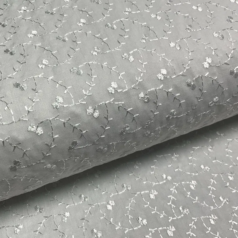 White Floral broderie analgise summer light dress fabric sewing M1660