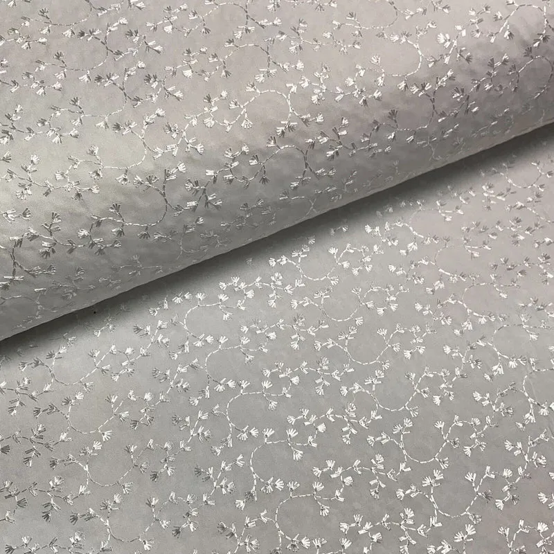 White Floral broderie analgise summer light dress fabric sewing M1660