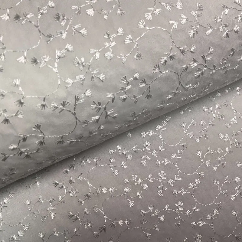 White Floral broderie analgise summer light dress fabric sewing M1660