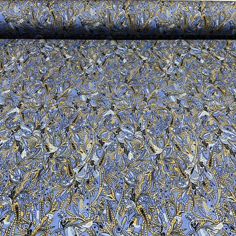 Vintage Paisley Cotton Poplin printed dress craft fabric 112cm wide M1743