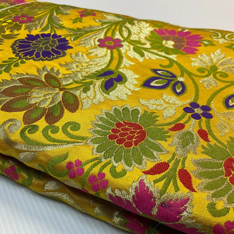 Large Floral Silk Kingkhab wedding Brocade Fabric 111cm wide M1732