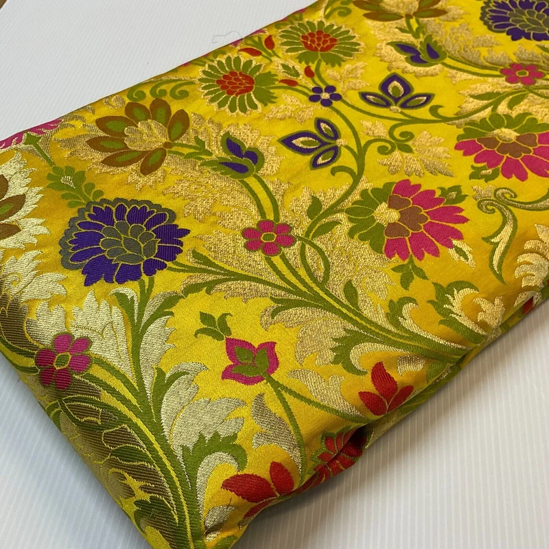 Large Floral Silk Kingkhab wedding Brocade Fabric 111cm wide M1732