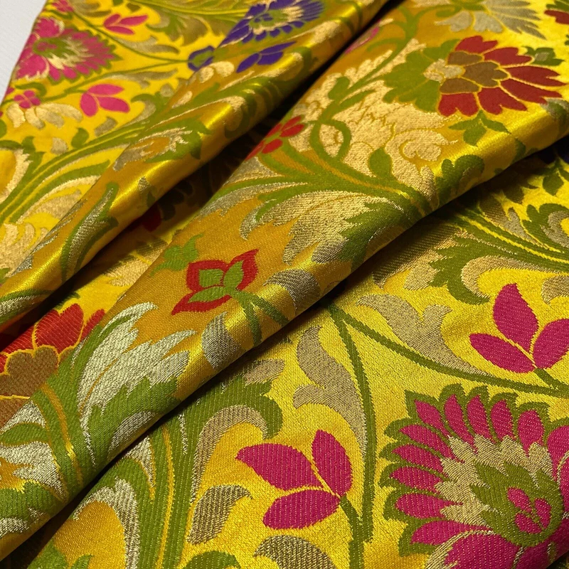 Large Floral Silk Kingkhab wedding Brocade Fabric 111cm wide M1732