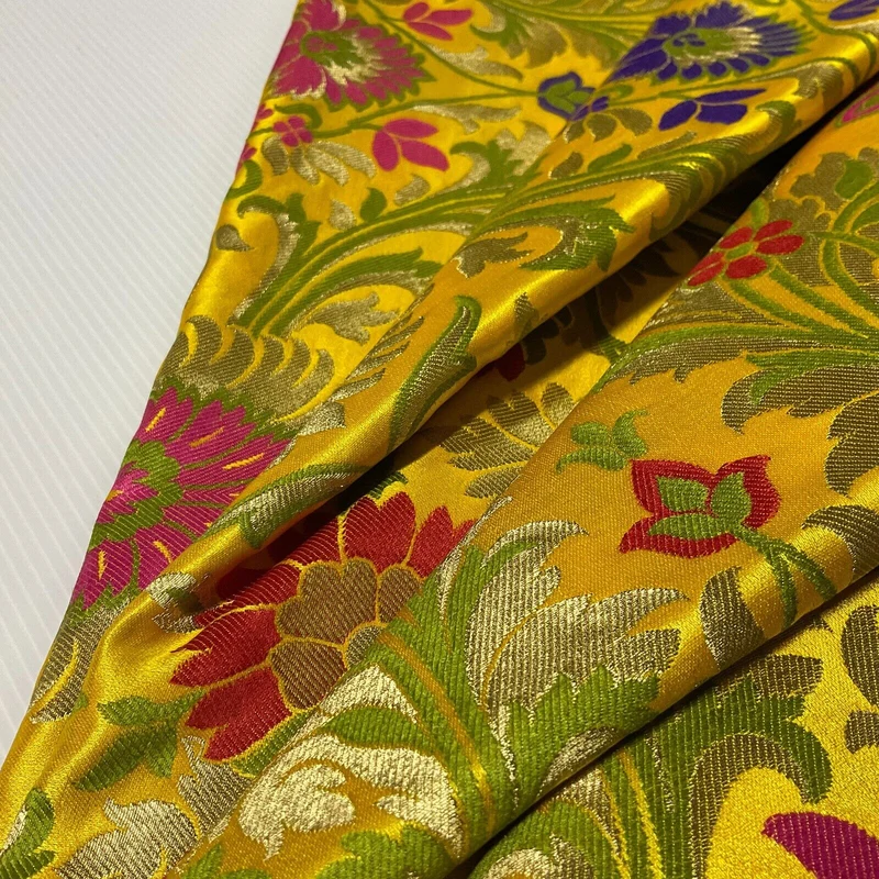 Large Floral Silk Kingkhab wedding Brocade Fabric 111cm wide M1732