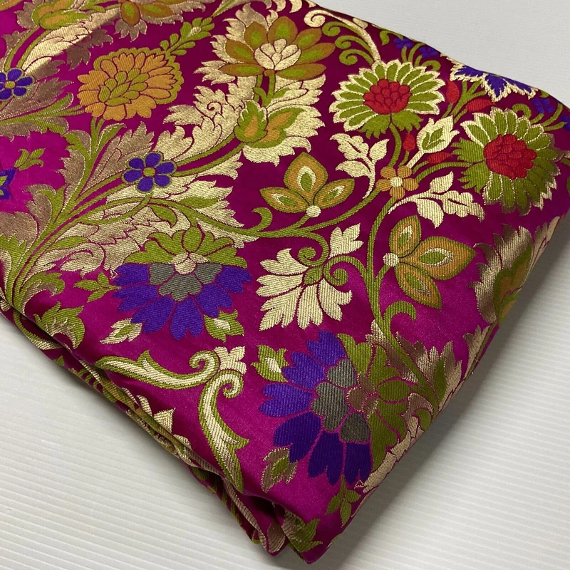 Large Floral Silk Kingkhab wedding Brocade Fabric 111cm wide M1732