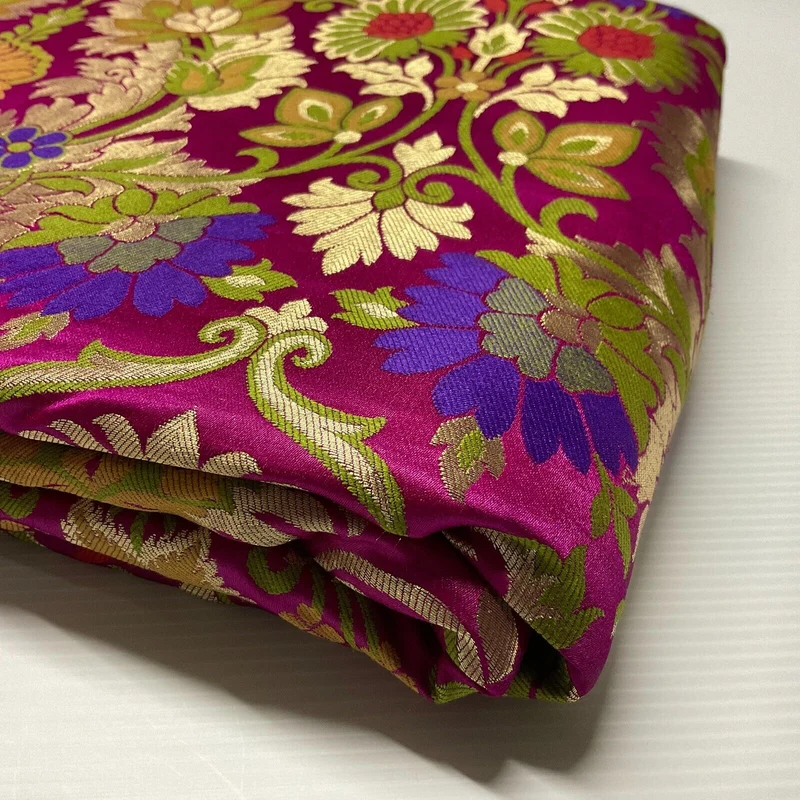 Large Floral Silk Kingkhab wedding Brocade Fabric 111cm wide M1732