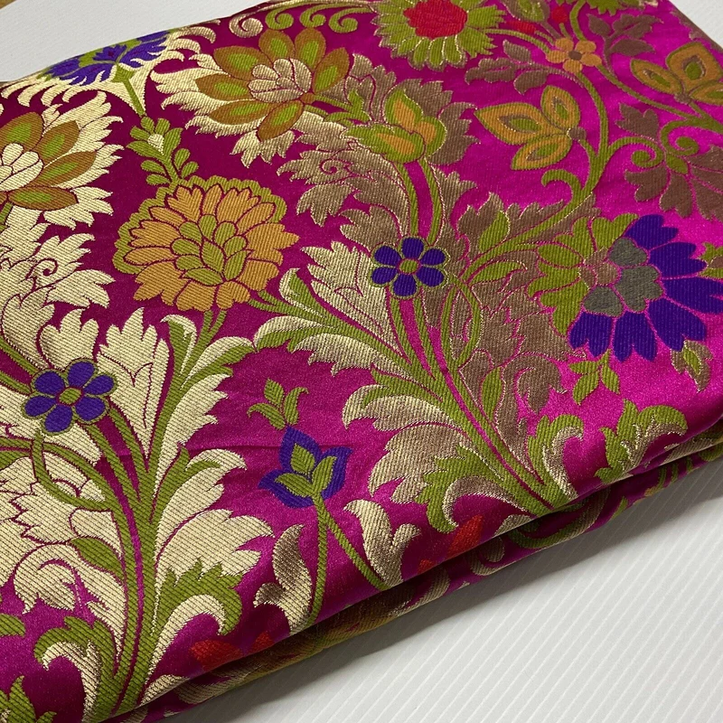 Large Floral Silk Kingkhab wedding Brocade Fabric 111cm wide M1732
