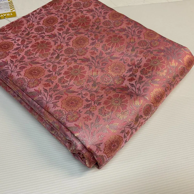 Small Floral Silk Kingkhab wedding Brocade Fabric 111cm wide M1733