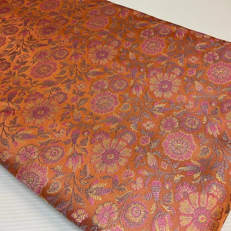 Small Floral Silk Kingkhab wedding Brocade Fabric 111cm wide M1733