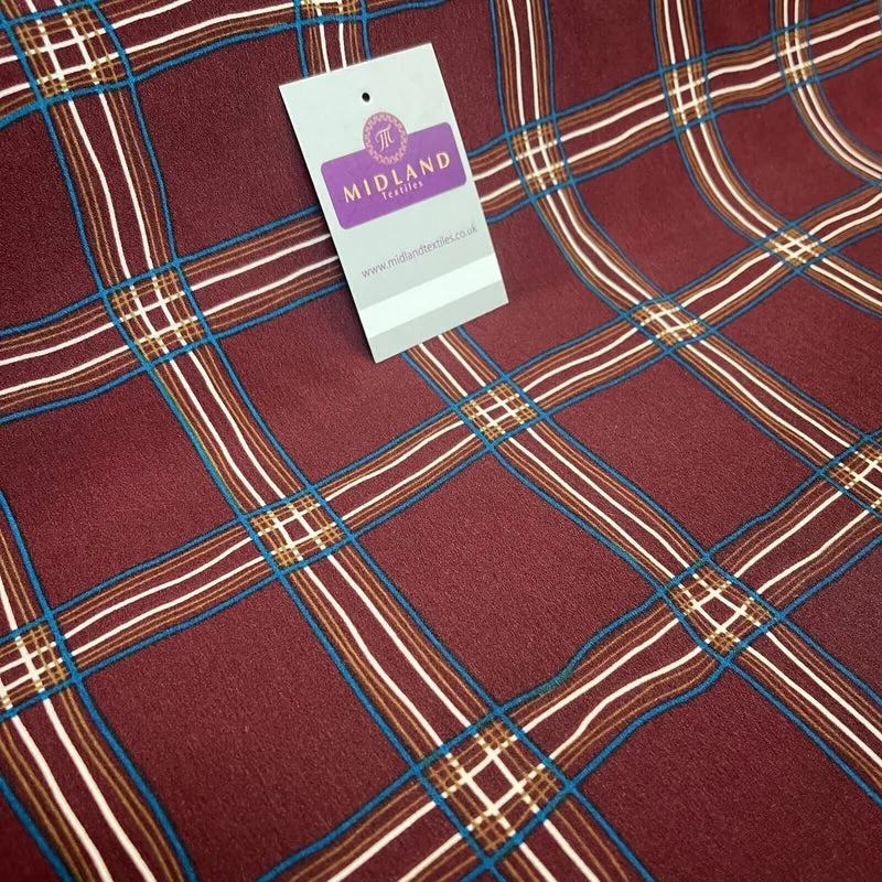 Maroon Peach Skin Check Tartan print Dress fabric M1400-52 Mtex sold per metre