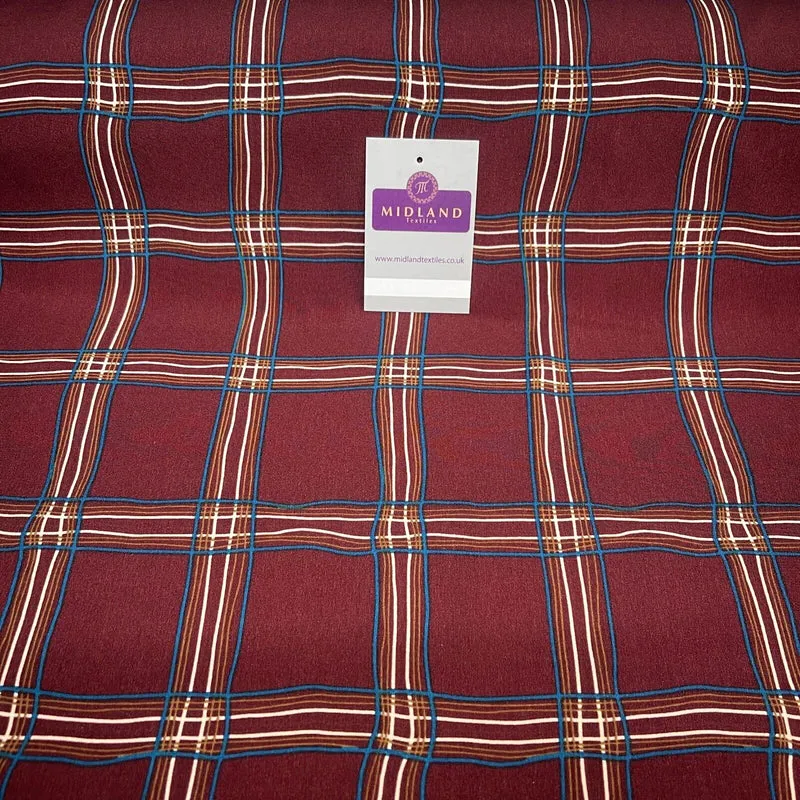 Maroon Peach Skin Check Tartan print Dress fabric M1400-52 Mtex sold per metre