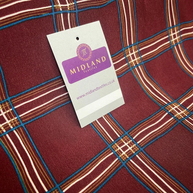 Maroon Peach Skin Check Tartan print Dress fabric M1400-52 Mtex sold per metre