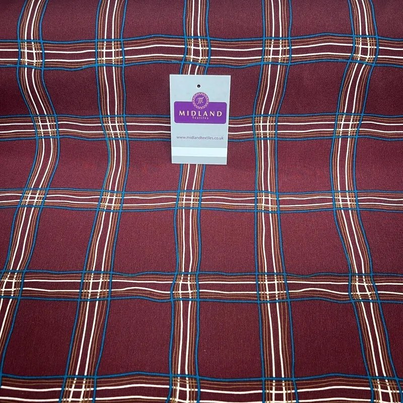 Maroon Peach Skin Check Tartan print Dress fabric M1400-52 Mtex sold per metre