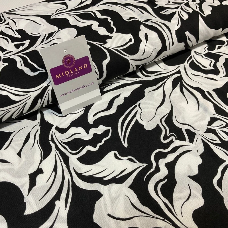 Leaf printed Viscose abstract summer dress Fabric Sold per Metre M1821