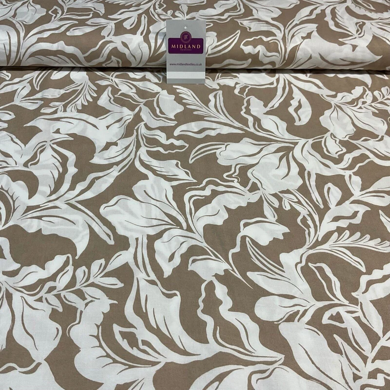 Leaf printed Viscose abstract summer dress Fabric Sold per Metre M1821
