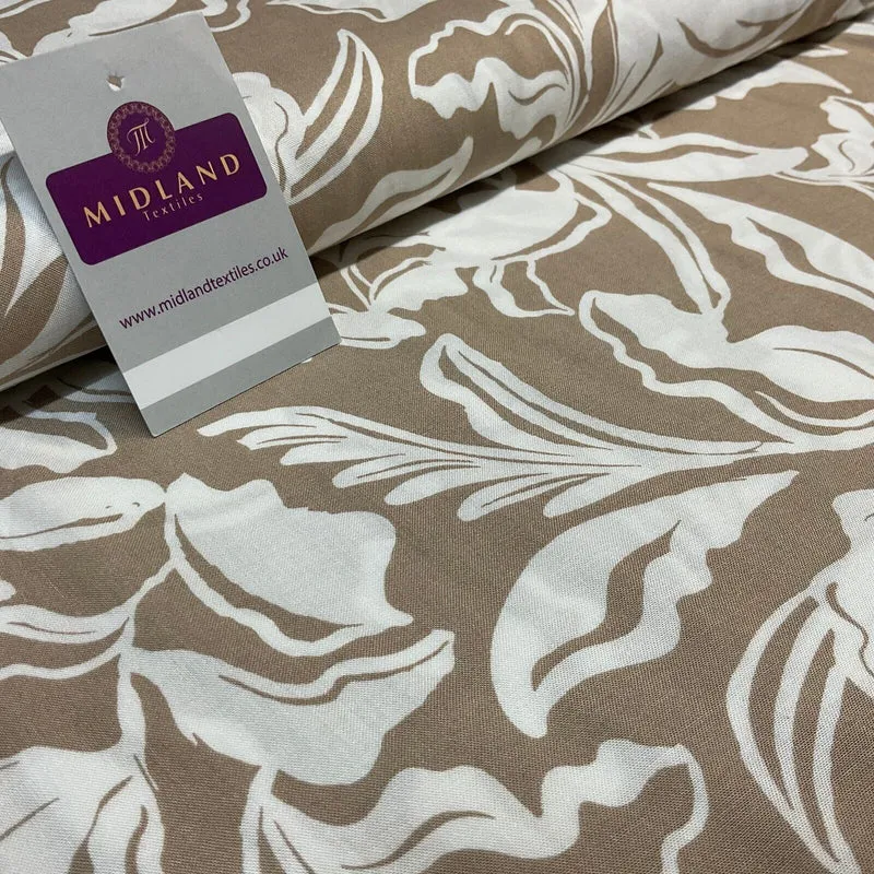 Leaf printed Viscose abstract summer dress Fabric Sold per Metre M1821