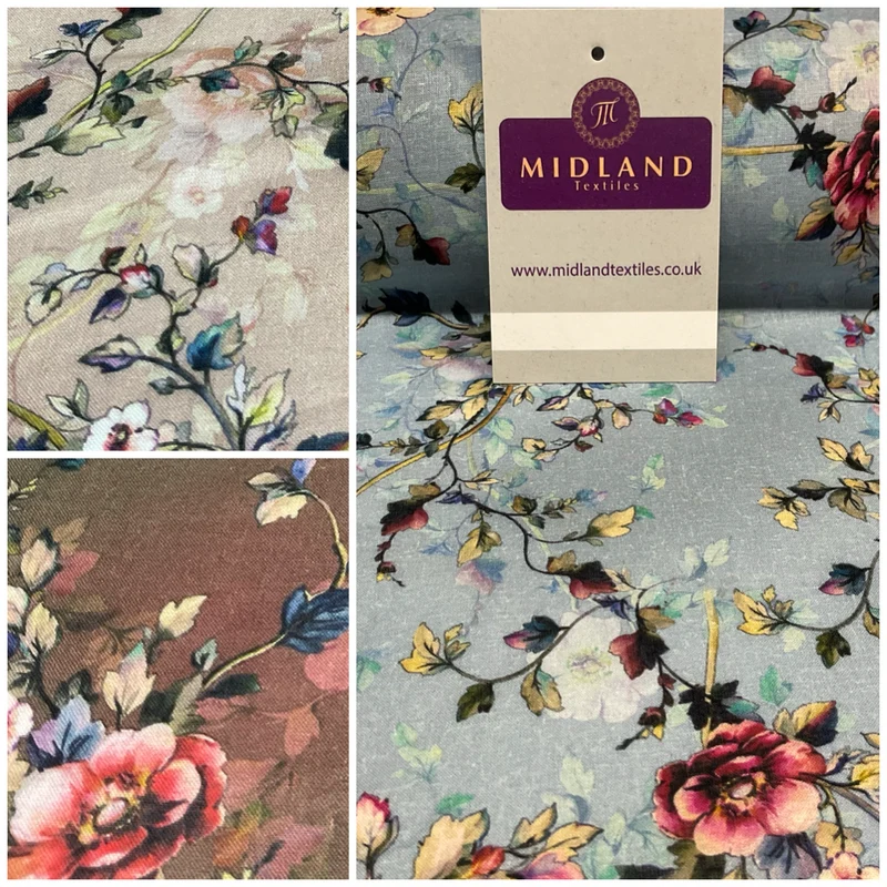 Summer floral lightweight Cotton Lawn dress Fabric Sold per Metre M1828