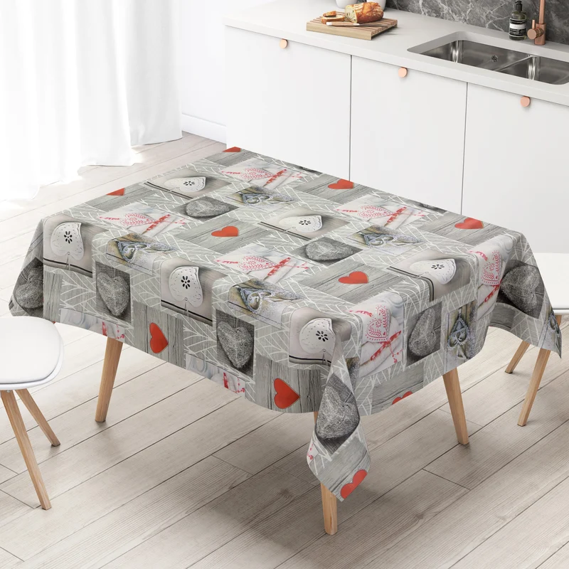 Wachstuch Tischdecke 35111 Weihnachten Herzen Holz Patchwork eckig rund oval
