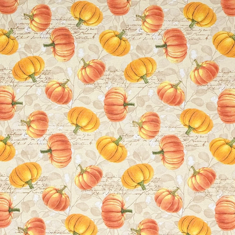 Jacquard Tischdecke aus beschichteter Baumwolle mit Fleckenschutz BAZA Kürbis Herbst Blätter eckig rund oval